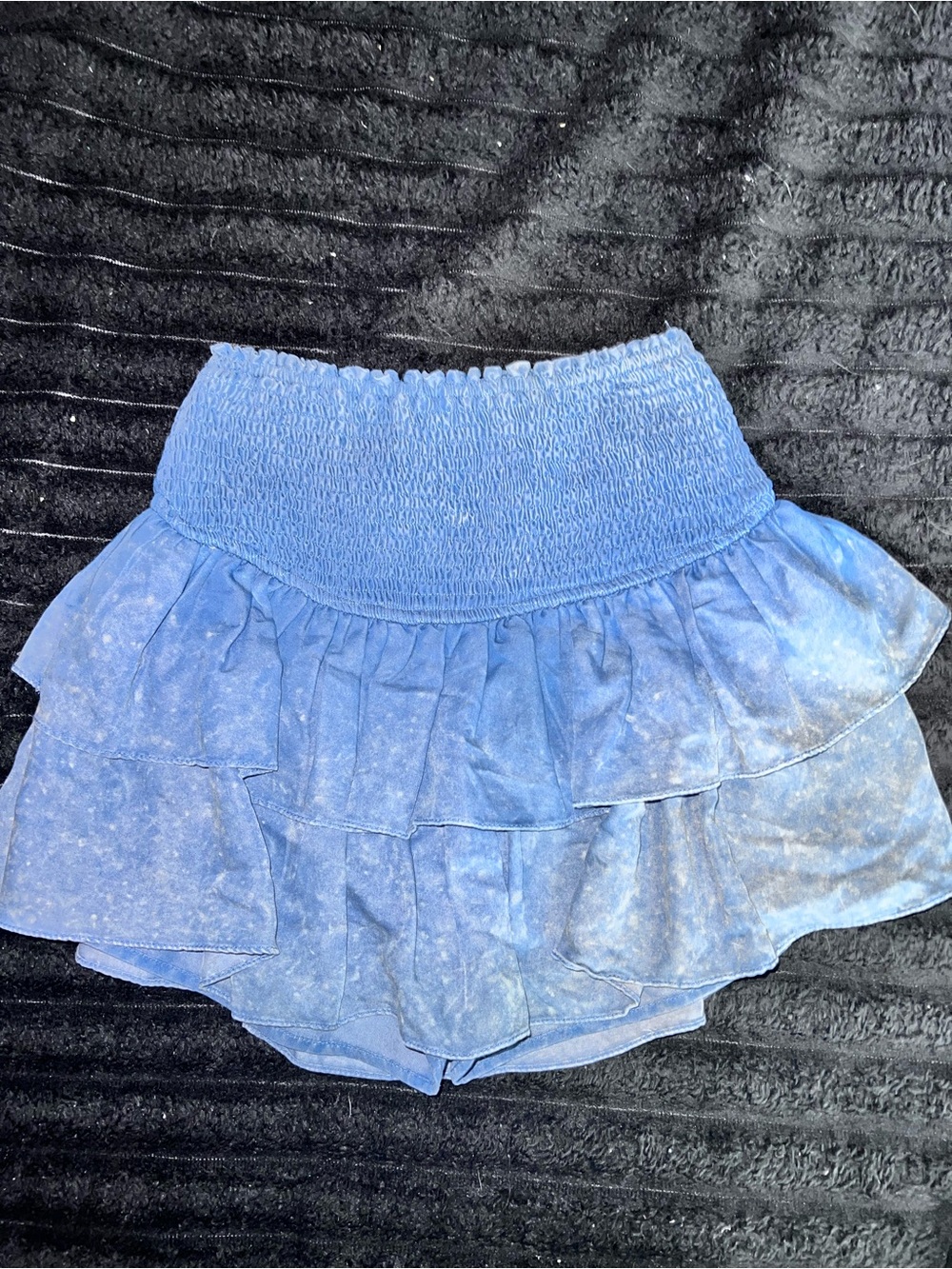 NWT Entro Blue Acid Wash Smocked Tiered Ruffle Skort - Size Small